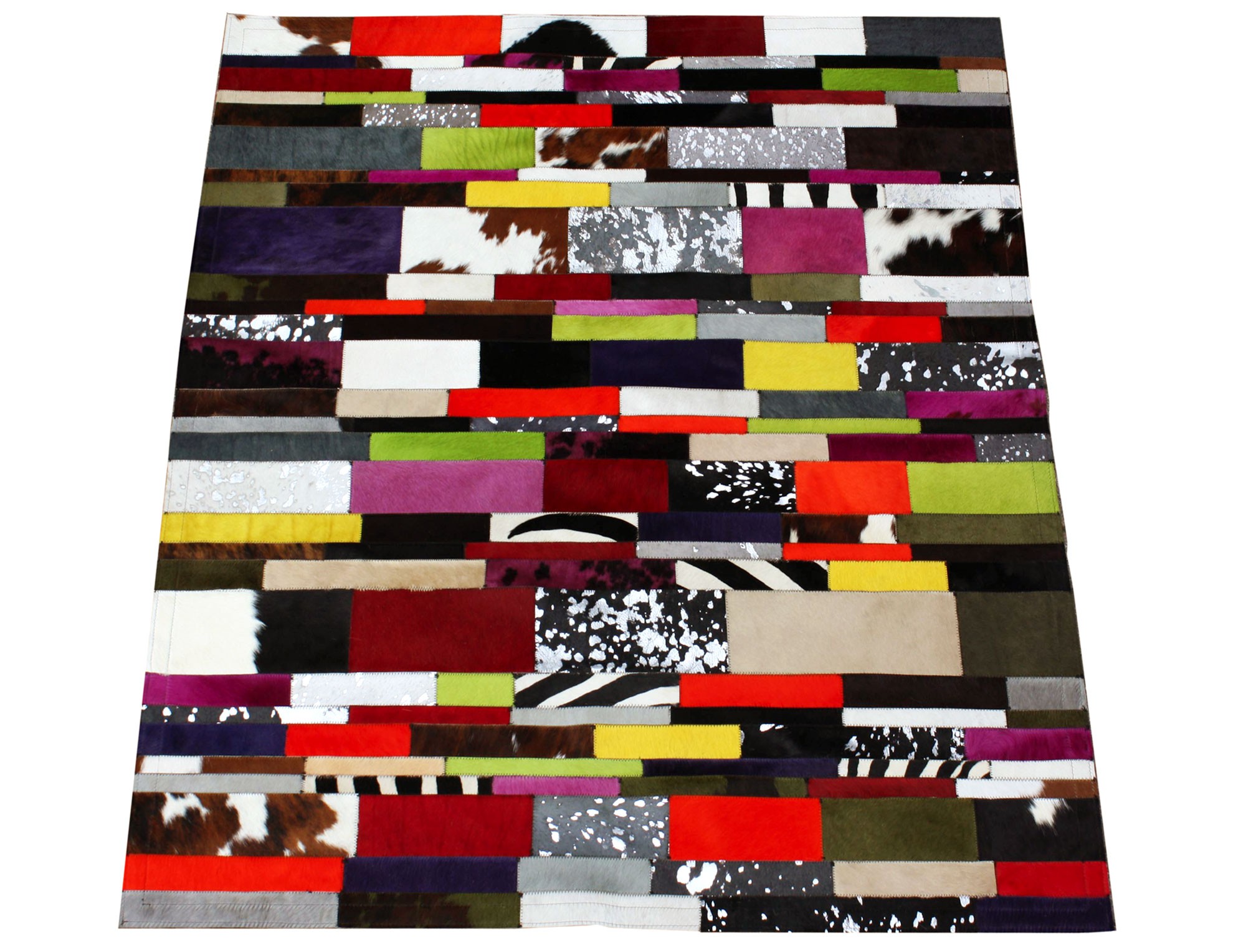 Tapis Patchwork Bandelette en Peau de vache multicolore ...