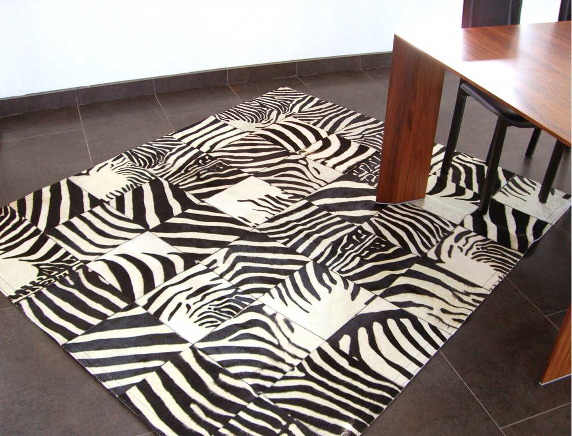 Tapis Patchwork En Peau De Vache Zébrée 4435